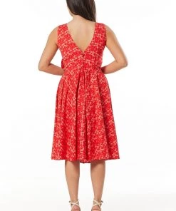 Sheen New In Timeless Hazel Floral 50's Swing Dress Red