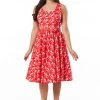 Sheen Timeless Rina Birds 50's Swing Dress Red New In