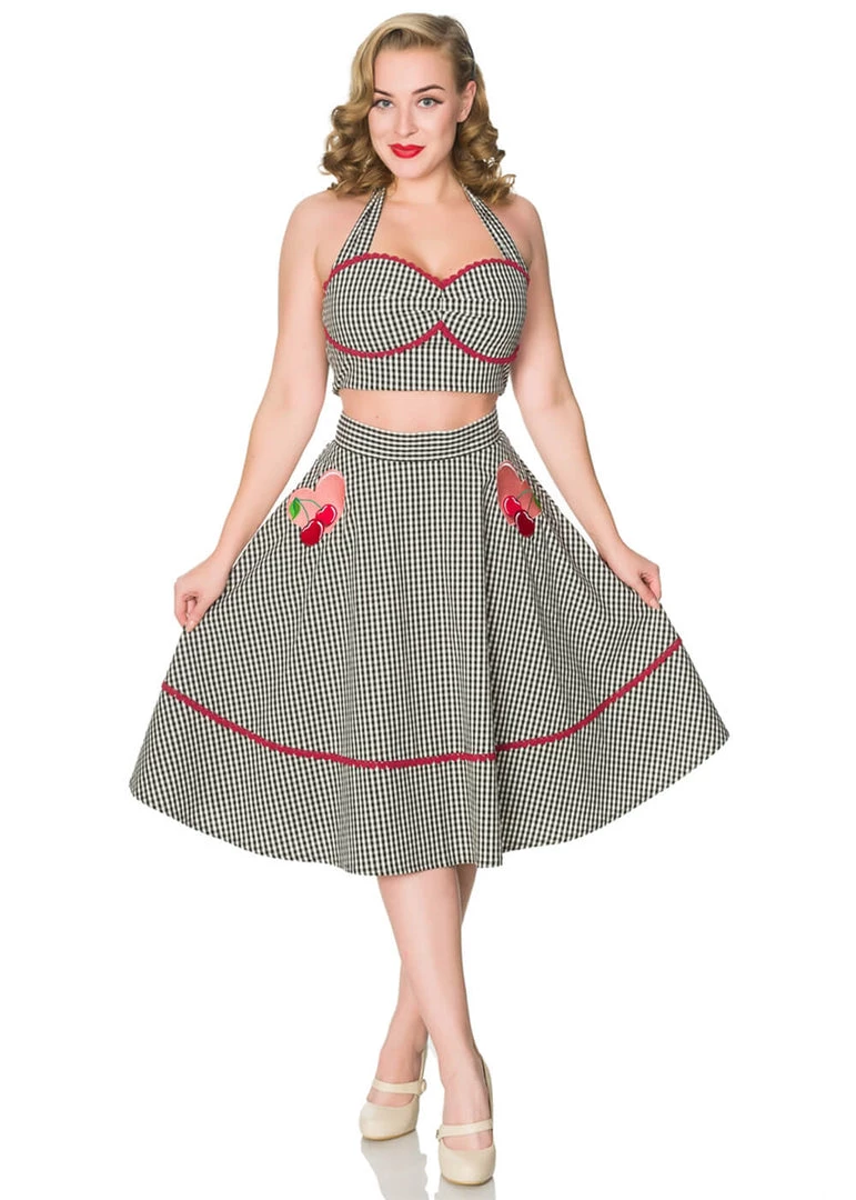 Sheen Timeless Heartbreaker Joe 50's Swing Skirt Black White