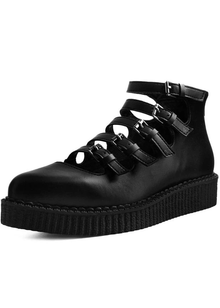 T.U.K Strappy Ballet Pointed Creepers Black