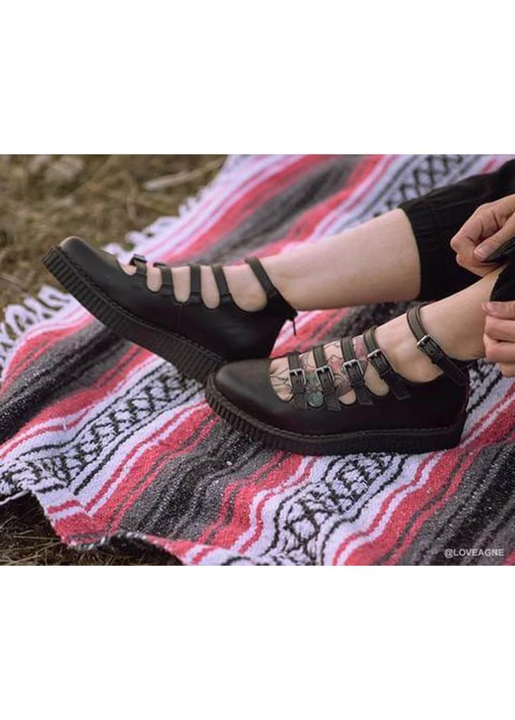 T.U.K Strappy Ballet Pointed Creepers Black