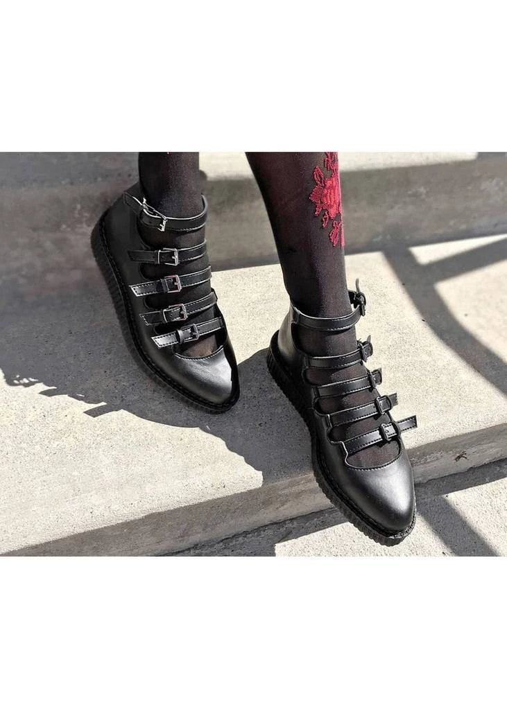 T.U.K Strappy Ballet Pointed Creepers Black