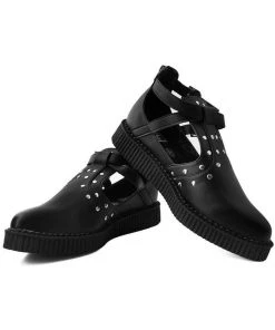 T.U.K Western Buckle Pointed Vegan Creepers Black