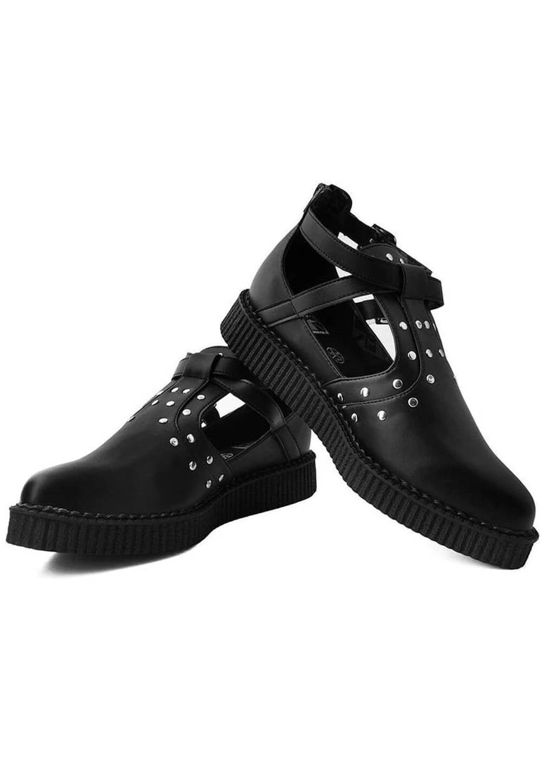 T.U.K Western Buckle Pointed Vegan Creepers Black