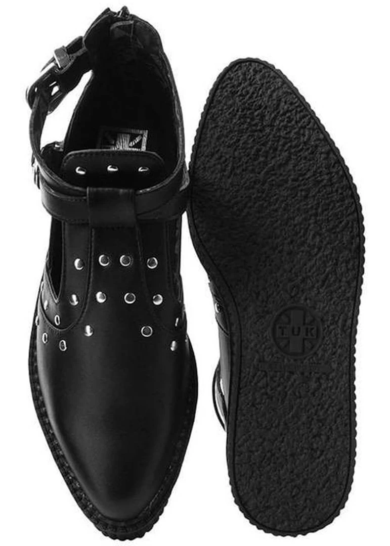 T.U.K Western Buckle Pointed Vegan Creepers Black