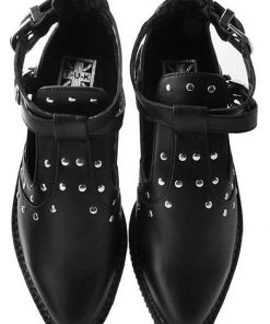 T.U.K Western Buckle Pointed Vegan Creepers Black
