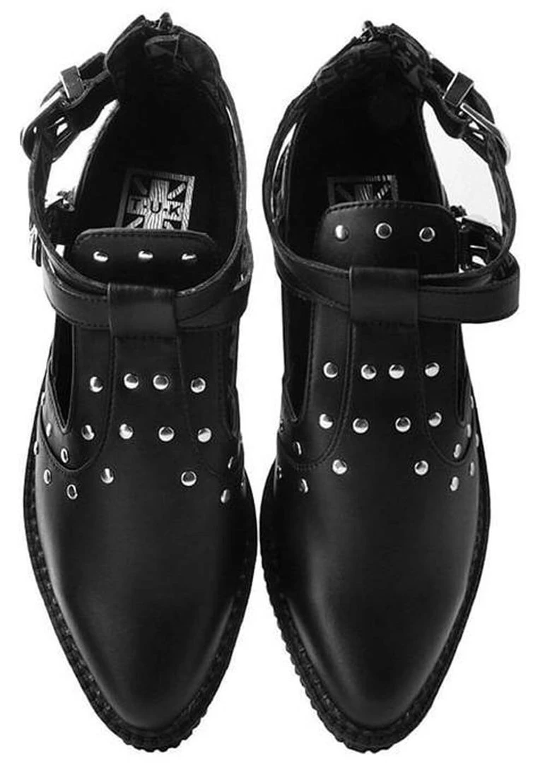 T.U.K Western Buckle Pointed Vegan Creepers Black