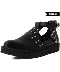 T.U.K Western Buckle Pointed Vegan Creepers Black