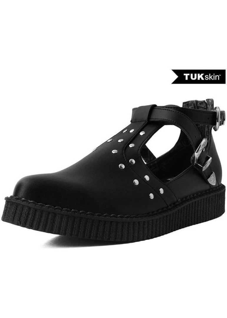 T.U.K Western Buckle Pointed Vegan Creepers Black