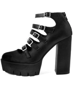T.U.K Rockstar Platform Mary Jane Vegan Pumps Black
