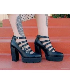 T.U.K Rockstar Platform Mary Jane Vegan Pumps Black