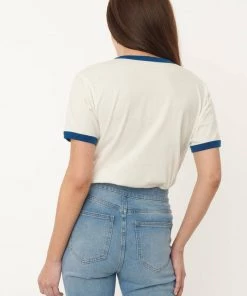 New In Unique Vintage X DC Comics Supergirl Graphic Ringer T-Shirt White