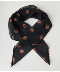 New In Unique Vintage Pumpkin Scarf Black