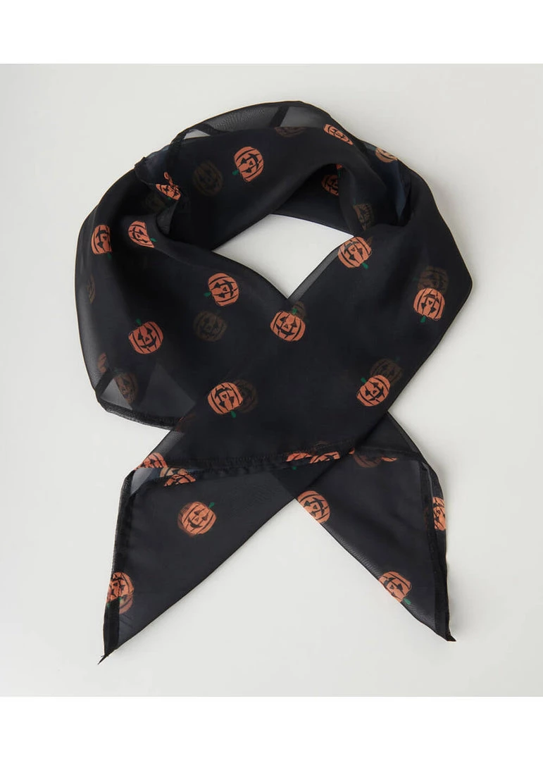 New In Unique Vintage Pumpkin Scarf Black