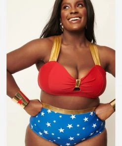 Unique Vintage X DC Comics Wonder Woman Bikini Bottom Blue New In