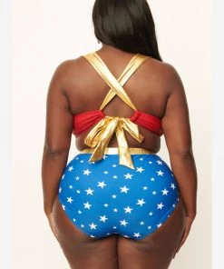 Unique Vintage X DC Comics Wonder Woman Bikini Bottom Blue New In