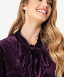 New In Unique Vintage Gwen Velvet 40's Blouse Dark Purple
