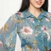 Unique Vintage Francesca 40's Floral Blouse Teal New In