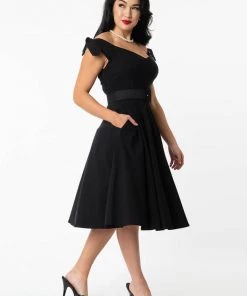 Unique Vintage Prairie 50’s Swing Dress Black