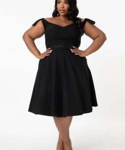 Unique Vintage Prairie 50’s Swing Dress Black