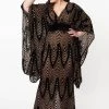 Unique Vintage Desmond Velvet 70's Kaftan Dress Black Gold