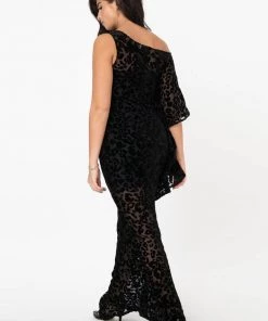 New In Unique Vintage Amoret Leopard 70's Kaftan Dress Black