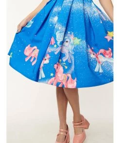 Unique Vintage X My Little Pony Main Attraction 50's Swing Skirt Blue New In