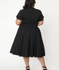 Unique Vintage Lucille 50's Swing Dress Black