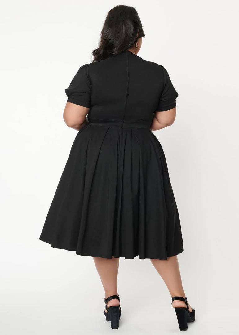 Unique Vintage Lucille 50's Swing Dress Black