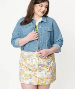 Unique Vintage X Care Bears Wish With Your Heart Jeans Jacket Blue New In