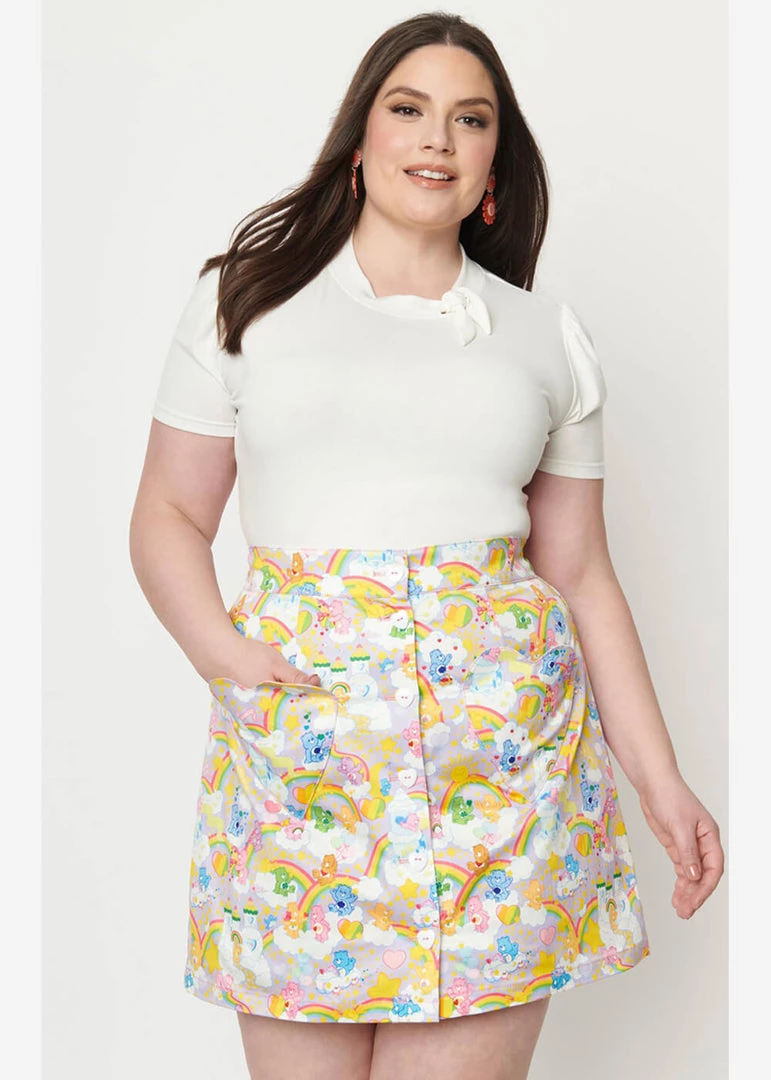 New In Unique Vintage X Care Bears Kingdom Of Caring 60's Mini Skirt Multi