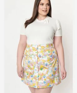 New In Unique Vintage X Care Bears Kingdom Of Caring 60's Mini Skirt Multi