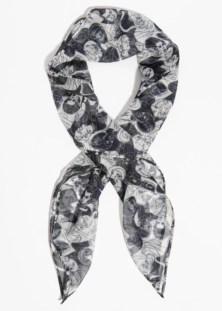 New In Unique Vintage X Universal Monsters Horror Icon Scarf White