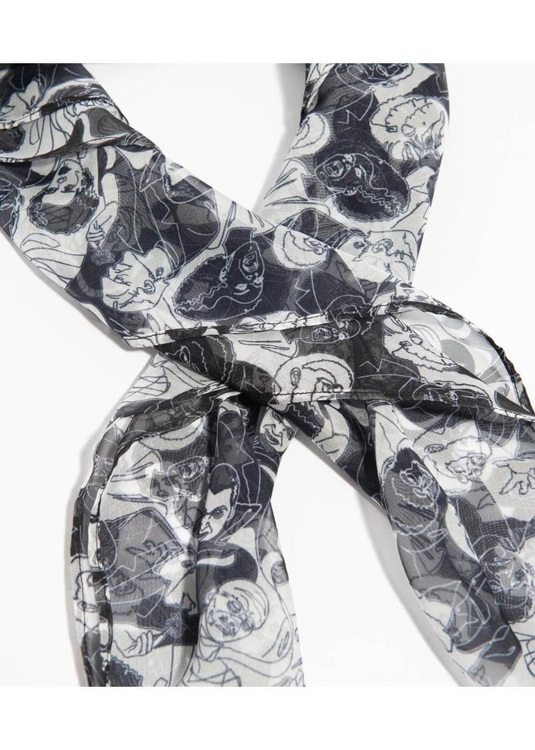 New In Unique Vintage X Universal Monsters Horror Icon Scarf White