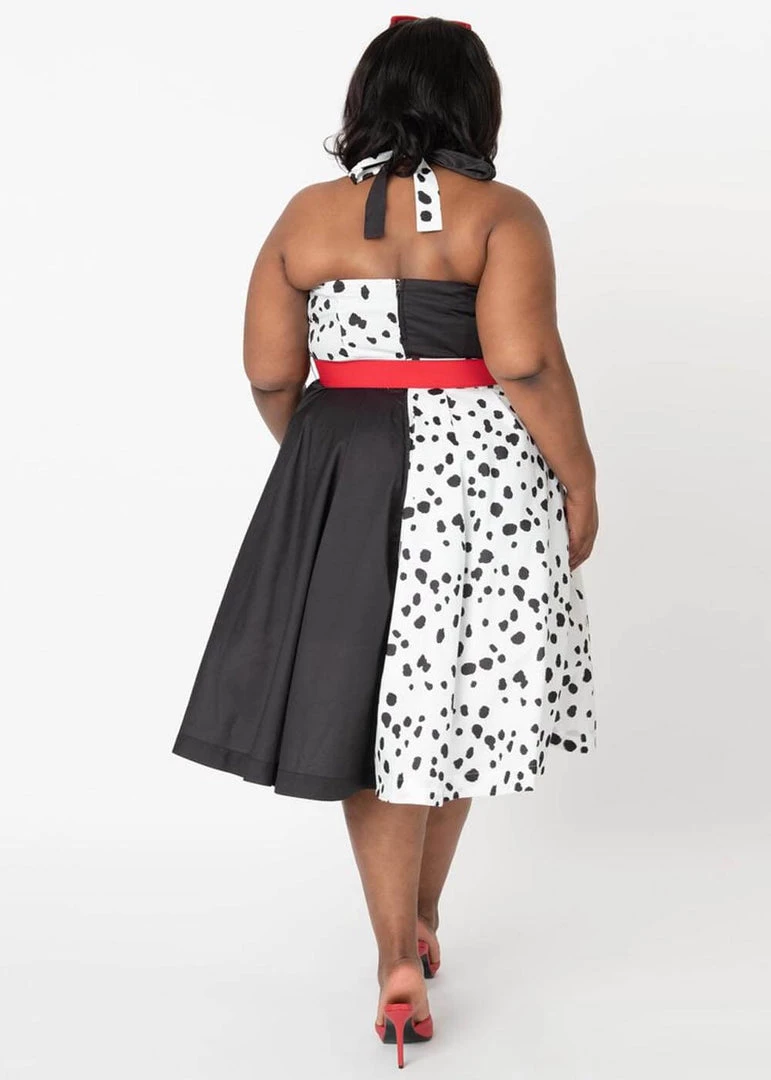 Unique Vintage Tarrytown Dalmatian 60's Swing Dress Black New In