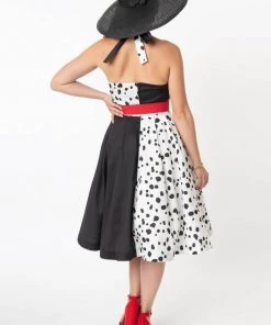 Unique Vintage Tarrytown Dalmatian 60's Swing Dress Black New In