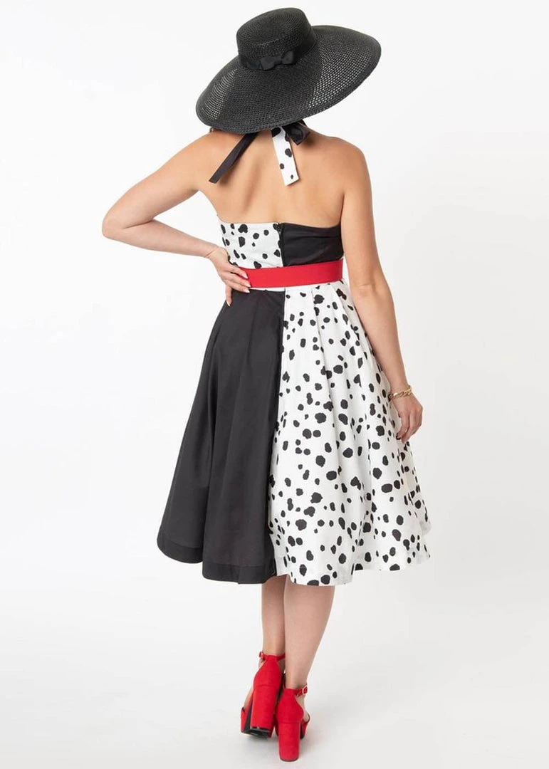 Unique Vintage Tarrytown Dalmatian 60's Swing Dress Black New In