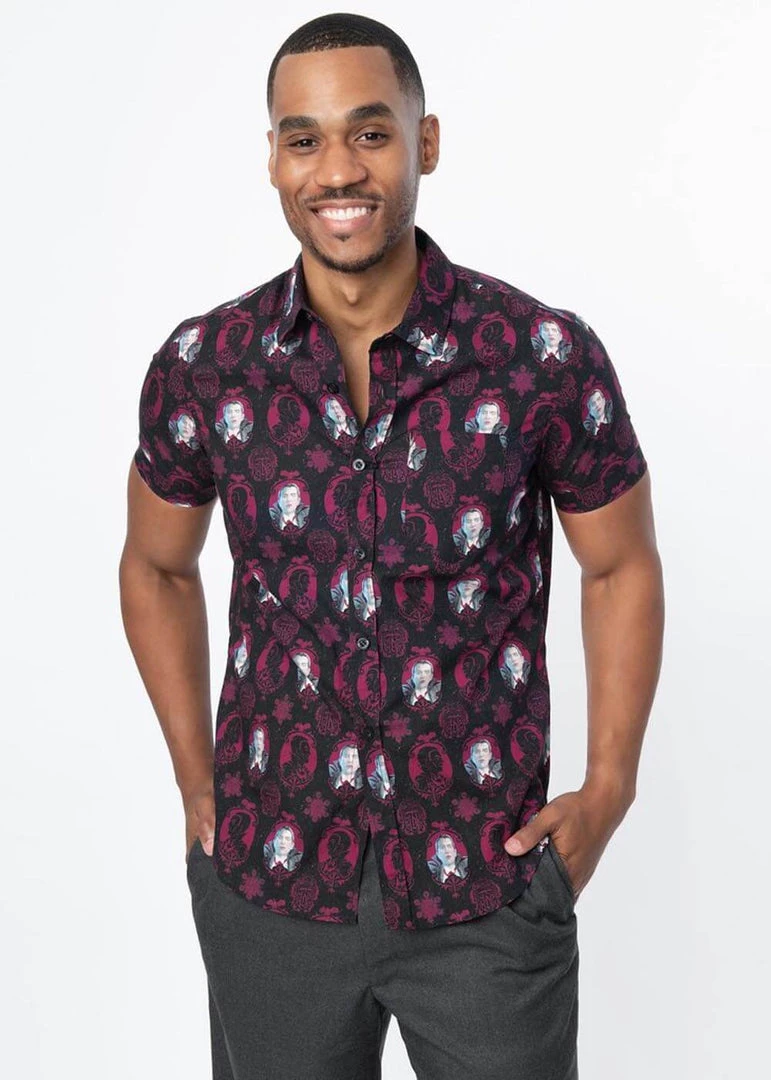 New In Unique Vintage X Universal Monsters Mens Dracula Portrait Shirt Black