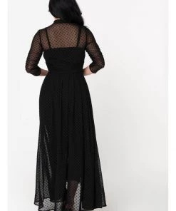 New In Unique Vintage X I Love Lucy Dot Starlet 50's Duster Black