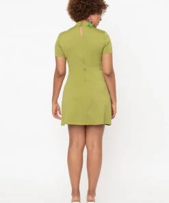 Unique Vintage Smak Parlour Wave Maker 60's Mini Dress Green New In