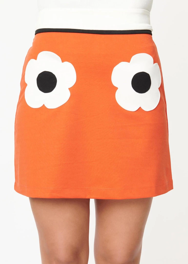 Unique Vintage Smak Parlour Flower Pocket Garden Party 60's Mini Skirt Orange New In