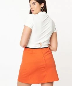 Unique Vintage Smak Parlour Flower Pocket Garden Party 60's Mini Skirt Orange New In