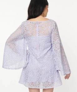 Unique Vintage Smak Parlour Lavender Floral 60's Mini Dress Purple New In