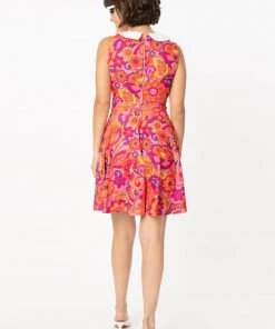 New In Unique Vintage Smak Parlour Far Out Floral 60's Dress Pink