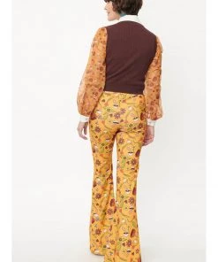 Unique Vintage Smak Parlour Garden Party Find Your Flare 70's Trousers Mustard