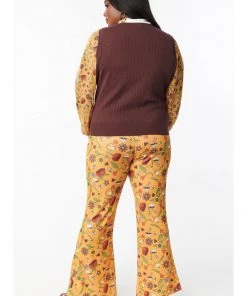 Unique Vintage Smak Parlour Garden Party Find Your Flare 70's Trousers Mustard