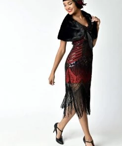 Unique Vintage Faux Fur Shrug Black New In