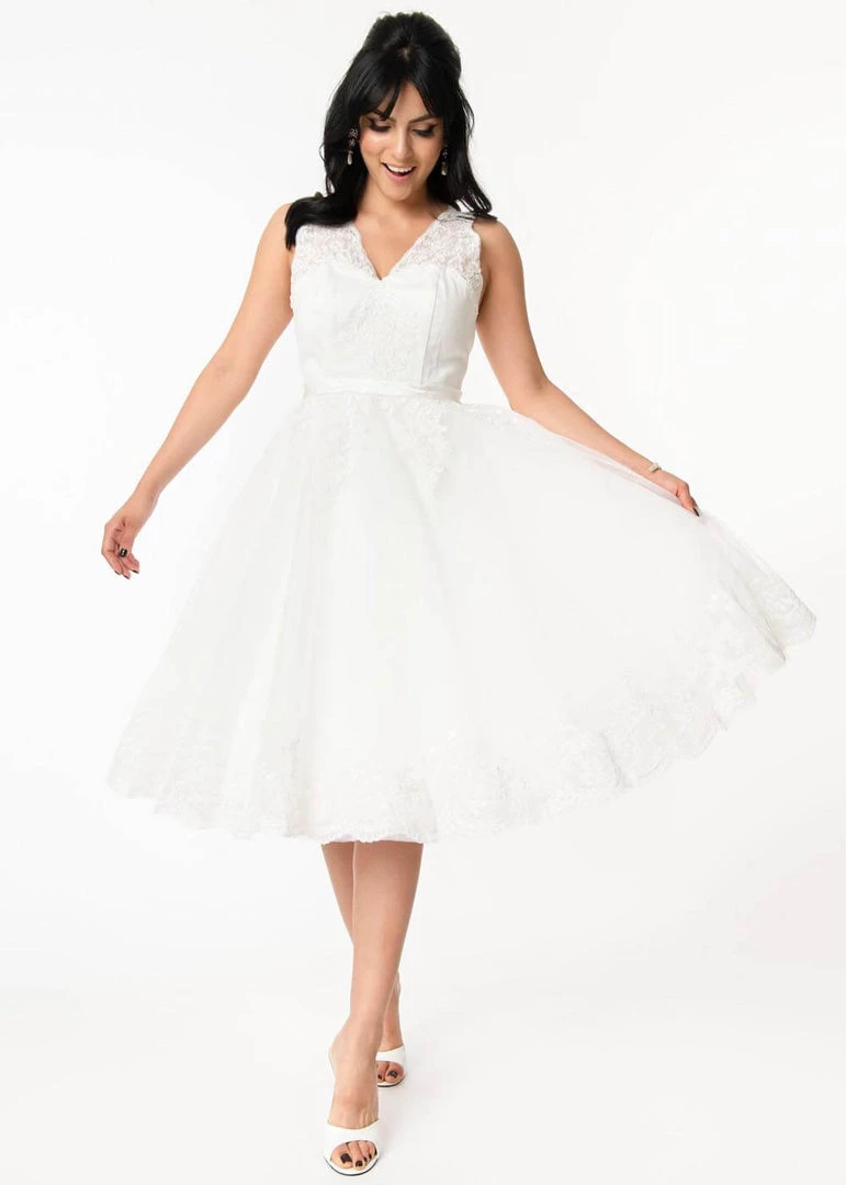Unique Vintage Unique Vintage Tropez 50’s Wedding Dress White