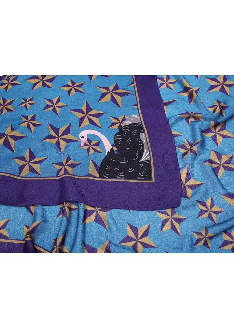 Vendula London Animal Park Oistrich Scarf Blue New In