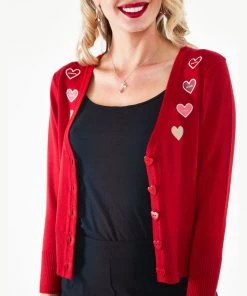 Voodoo Vixen Sweetheart 50's Cardigan Red New In